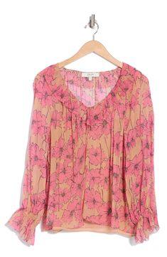 This long-sleeve top in an easy, relaxed fit is an excellent addition to your chill-time wardrobe. 26" length (size 1X) V-neck Long sleeves Lined 100% silk Dry clean Imported Silk Top, Long Sleeve Tops, Nordstrom, V Neck, Relaxed Fit, Silk, Wardrobe, Long Sleeve, Floral