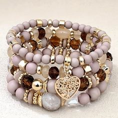 Beige Boho Bracelets Stack, Strand Braid, Beige Boho, Beads Bracelet Design, Bracelet Design, Beads Bracelet, Boho Bracelets, Bracelet Stack, Multi Strand