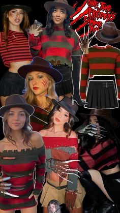 a collage of women dressed up in costumes and hats, with the caption's name on it