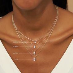 Moissanite ring setting styles, advantages, and trends, guide Emerald Cut Moissanite, Moissanite Necklace, Types Of Diamonds, Diamond Solitaire Necklace, White Gold Chains, Sparkle Jewelry, Rose Gold Chain, Solitaire Necklaces, Moissanite Jewelry