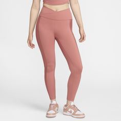 Up for a workout or down to chill, these leggings are the Ones that are ready for whatever you are. Their midweight, peachy-soft fabric stretches with your every move and dries quickly. A wrapped waistband that crosses in the front works with ribbed side panels to add extra dimension to your look. Women Lifestyle, A Workout, Sheer Fabric, Pink Leggings, Side Panels, Sheer Fabrics, Soft Fabric, Bend, Polyester Spandex