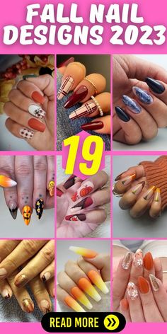 Nail Designs Trending Now 2023 Long, Season Nails Fall, Nail Designs Fall 2023, Halloween Nails 2023 Trends, Nails Fall 2023 Trends, Fall Nails 2023 Designs, Fall Nail Art 2023, September Nail Ideas 2023, Trending Fall Nail Colors 2023