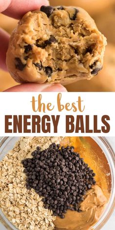 the best energy balls recipe is made with oats, peanut butter and chocolate chips