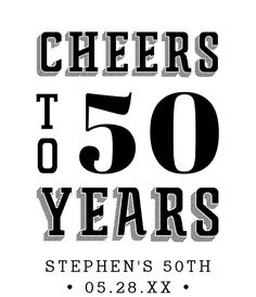 cheers to 50 years poster with black and white lettering