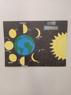 a bulletin board with the earth and sun on it