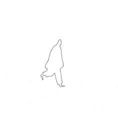 a drawing of a person walking in the snow with their foot up and one hand on his hip