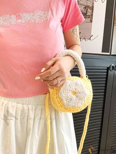 Bird in Bag - Feh Style Woven Crochet Handbag Tote Bag Yellow Crochet Bag For Spring, Cute Crochet Shoulder Bag For Daily Use, Spring Yellow Crochet Bag, Everyday Crochet Pouch Bag, Daily Use Crochet Pouch Bag, Yellow Crochet Bag With Adjustable Strap For Daily Use, Handheld Crochet Bags For Daily Use, Trendy Crochet Crossbody Bag, Cute Handmade Yellow Bags