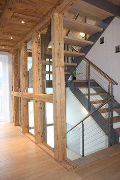 Small Attic Apartment, Stair Paneling, Conservatory Kitchen, Country Modern Home, Chalet Interior, Barn Interior, Attic Apartment, Hobbit House, Home Entrance Decor