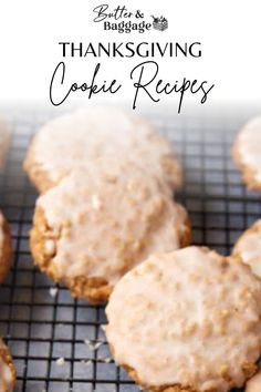 some cookies are cooling on a wire rack