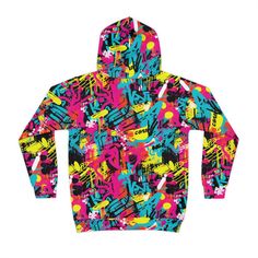 Elevate your child's streetwear style with our vibrant Graffiti Art Hoodie. This hoodie is designed to make a statement, featuring an all-over graffiti pattern that captures the energy of urban art. The graffiti pattern boasts a mix of urban typography, spray-painted textures, and neon colors, creating a dynamic and eye-catching look that's perfect for the young trendsetters. Crafted with comfort in mind, this hoodie is made from high-quality materials to keep your child cozy and stylish. It's t Trendy Multicolor Sweatshirt For Streetwear, Trendy Multicolor Hoodie For Streetwear, Cotton Hoodie With All Over Print For Streetwear, All Over Print Hoodie For Streetwear In Fall, Graffiti Print Sweatshirt For Spring Streetwear, Casual All Over Print Hoodie For Streetwear, Winter Streetwear Sweatshirt With All Over Print, All Over Print Cotton Hoodie For Streetwear, Trendy Multicolor Streetwear Hoodie