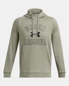 Armour Fleece® is light, breathable & stretchy for warmth that still lets you move|Soft inner layer traps heat to keep you warm & comfortable|Front kangaroo pocket|Main body fabric contains at least 90% recycled polyester, excluding trims & embellishments Military Tactical Boots, Cold Weather Gear, Shirts For Leggings, Hoodie Green, Boys Accessories, Under Armour Men, Performance Outfit, Accessories Jacket, Athletic Pants