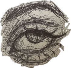 a drawing of an eye in black and white