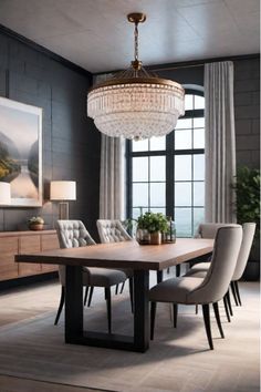 Industrial-chic dining room with faux brick accent wall Wallpaper Alternatives, Dramatic Dining Room, Luxe Dining Room, Room Makeover On A Budget, Dining Room Glam