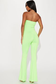 Available In Black And Lime. Pant Set Tube Top Front Ties Cut Outs Flare Pants High Waist Elastic Waistband Stretch 92% Polyester 8% Spandex Imported | Kienna Pant Set in Lime size Medium by Fashion Nova Solid Color Strapless Stretch Jumpsuit With Wide Leg, Stretch Strapless Jumpsuit With Wide Legs, Casual Stretch Strapless Wide Leg Jumpsuit, Casual Strapless Wide Leg Jumpsuit With Stretch, Casual Strapless Wide Leg Jumpsuit, Casual Strapless Wide-leg Jumpsuit With Stretch, Stretch Strapless Jumpsuit In Solid Color, Green High-waist Stretch Jumpsuits And Rompers, Green Stretch High Waist Jumpsuits And Rompers