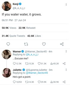 two tweets on twitter with the caption'if you water water it grows '