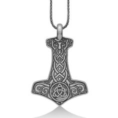 Sterling Silver Mjolnir Viking Thor Hammer, Nordic Pagan Medieval Pendant Necklace, Silver Thor Hammer Necklace, Engraved Mythology Pendant This 925K Sterling Silver Mjolnir Viking Thor Hammer Necklaces's photos are taken with original and every item is a handmade. Thor is the Greatest God of Power in Norse Mythology. It's very elegant and classy for everyday use and gives stylish look to your outfits. All details have been considered to make it the most meaningful and eye-catching gift.  As Sil Medieval Pendant, Viking Thor, Hammer Necklace, Thor's Hammer Necklace, Hammered Necklace, Thor Hammer, Pendant Necklace Silver, Tarnished Silver, Norse Mythology