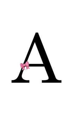 the letter a has a pink bow on it