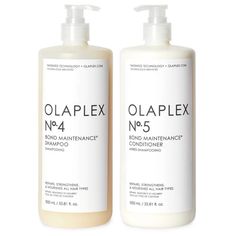 Olaplex Bond Maintenance Shampoo & Conditioner Set In The New Liter Size With Pump All Items Are Brand New, Unopened, And In Their Original Packaging. This Kit Includes: (1) Olaplex No. 4 Bond Maintenance Shampoo 1000 Ml 33.81 Fl Oz (1) Olaplex No. 5 Bond Maintenance Conditioner 1000 Ml 33.81 Fl Oz #1 Shampoo In Prestige Haircare* A Highly-Nourishing And Reparative Shampoo.N4 Shampoo Repairs And Protects Hair From Everyday Stresses Including Damaged Hair, Split Ends, And Frizz By Re-Linking Brok Luxury Shampoo And Conditioner, Shampoo Aesthetic, Hair Growth Shampoo And Conditioner, Hair Split Ends, Olaplex Shampoo, Smell Nice, Conditioner Hair, Hair Growth Shampoo, Perfect Skin Care Routine