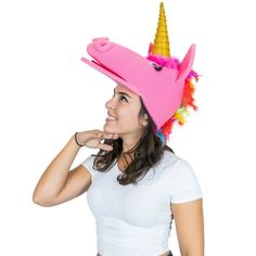 This Unicorn Hat will definitely make you stand out at your next Party, Hora Loca, Wedding, Corporate Event, Birthday, Quinceanera, or Halloween Party! It can be used as a wedding hats, top hats, photo booth props, or a party favor. Color: Yellow. Fun Carnival Costume Hats And Headpieces, Crazy Party, Crazy Hat, Unicorn Mask, Unicorn Hat, Crazy Hat Day, Foam Party, Hat Day, Crazy Hats