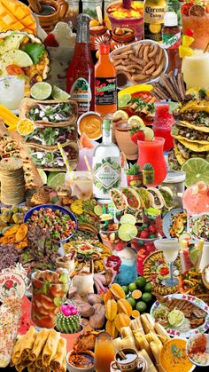 a collage of many different foods and drinks