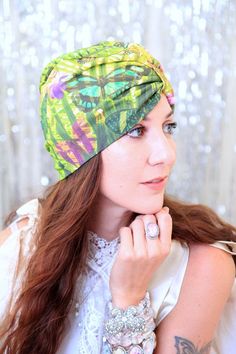 This wearable art fashion turban features exclusive fabric created from Mademoiselle Mermaid's flower photography!! Cotton jersey knit is super soft 'n lovely to wear and really comes to life in a gorgeous tropical butterfly print. A perfect hair turban for early morning meditations, art walks, film festivals, and leisurely weekend brunches. Tuck your hair up into it for a 1920's take on the item, or let your hair fall loose for a more bohemian vibe. ...Add a sparkly rhinestone jewel for a glamo Tropical Butterfly, Cotton Turban, Beauty Journal, Wrap Fashion, Wearable Art Fashion, Mode Turban, Hair Turban, Art Walk, Turban Hat