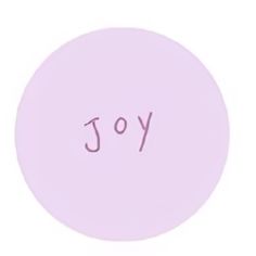 a pink circle with the word joy written on it