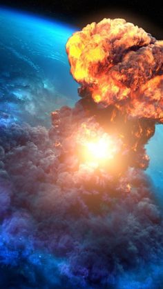 an artist's rendering of a nuclear explosion in space