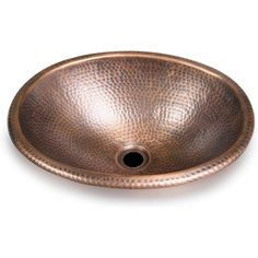 a round copper sink on a white background