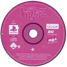 a pink disc with the word bratz on it