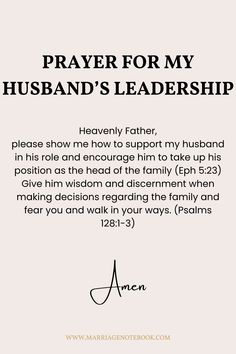 prayer for my husband's leader