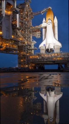 the space shuttle is on display at the museum