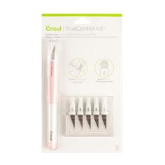 the cricut truecontrol kit is packaged in its package and includes four pens