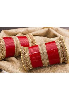 red and gold bangles with matching bracelets