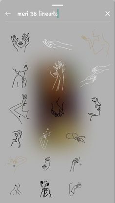 an image of various hand gestures drawn on paper with the words meri 38 linens