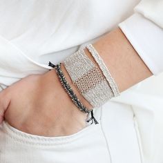 Sterling Silver Chain and Black Silk Woven Bracelet with Crystal Bead Detail and Sliding Adjustable Closure. Bracelet measures 0.25" wide. Fine Jewelry Design, Woven Bracelet, Wide Bracelet, Weaving Projects, Bracelet Chain, Textile Jewelry, Woven Bracelets, Bespoke Jewellery, Artistic Inspiration