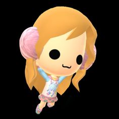 an animated girl with blonde hair and pink shoes