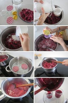 the process for making raspberry sauce is shown