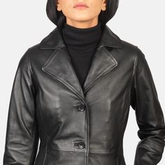 Alexis Black Single Breasted Leather Coat Ladies Long Coat, Formal Shirts Women, Short Leather Skirts, Leather Coat Womens, Mens Leather Pants, Real Leather Bags, Womens Jackets Casual, Leather Apron, Long Coat Women