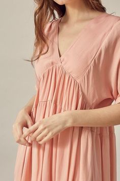 Final Sale-Get it before it's gone! The sweet Antonia Coral Cloud Mini Dress will be your newest obsession! Lightweight woven fabric forms half dolman sleeves, a V-neckline, babydoll inspired silhouette, seemed detail, and exposed back with tassel tie. DETAILS & CARE Rayon. Hand Wash Cold. Imported Cloud Dress, Boho Pink, Pink Boho, Dress Boho, Shipping Orders, Mini Dress With Sleeves, Monday Friday, Dolman Sleeve, The Sweet