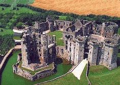 an aerial view of a castle in the countryside