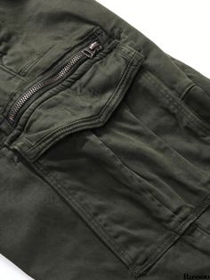 Russoo - Cotton Solid Color Straight Leg Cargo Pants for Men with Multi Flap Pockets: Versatile and Durable Outdoor, Casual, Work, and Recreational Wear Cotton Bottoms With Zip Fly For Outdoor, Outdoor Cotton Bottoms With Zip Fly, Green Cotton Bottoms With Zip Fly, Utility Cotton Bottoms With Zip Fly, Cotton Utility Bottoms With Zip Fly, Casual Green Bottoms With Zip Fly, Green Casual Bottoms With Zip Fly, Casual Techwear, Straight Leg Cargo Pants