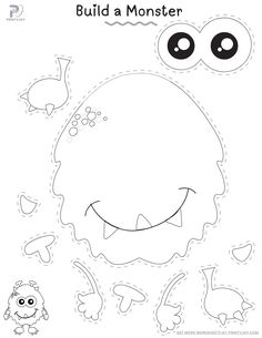 Build a Monster Craft Free Printable Build Your Own Monster Printable, Create A Monster Printable, Monster Crafts For Preschoolers, Halloween Monster Craft, Build A Monster Free Printable, Monster Crafts For Kids, Monsters Craft, Build Your Own Monster, Printable Crafts For Kids