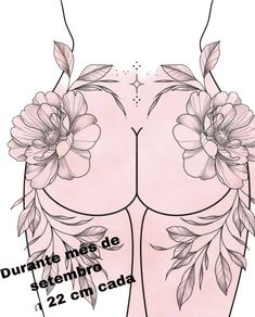 the back of a woman's breast with flowers on it