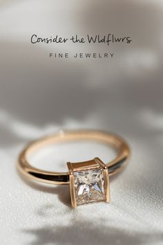 The Mae Diamond Ring evokes modern charm and sophistication with an angular, partial-bezel design. This ring features an approximate 1.06 carat princess cut diamond that is sure to dazzle and delight. #diamondring #modernring #engagement #engagementrings #ctwf Modern Moissanite Asscher Cut Wedding Ring, Luxury Square Cut Ring For Promise, Luxury Square Cut Rings For Promises, Elegant Square Cut Solitaire Diamond Ring, Elegant Baguette Cut Jewelry With Tension Setting, Timeless Promise Ring With Square Cut, Classic Square Cut Ring With Tension Setting, Timeless Princess Cut Jewelry With Tension Setting, Luxury Square Cut Solitaire Jewelry