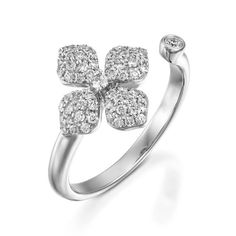 Flower gold diamond open ring available in rose #18kushapering #uringjewelry #flowergoldring #flowershapering #rosegoldring #engegmentflower #floweruring #multistonegoldring #promisering #diamondring #engagementband #14k18kgold #uniqueanniversary White Gold Flower-shaped Jewelry With Pave Setting, Fine Jewelry Diamond Ring In Flower Shape, Fine Jewelry Diamond Ring In Flower Design, Diamond White Flower Ring In Fine Jewelry Style, Fine Jewelry Diamond Ring With Flower Shape, Diamond White Flower Diamond Ring In Fine Jewelry Style, Elegant Rings With Diamond Accents And Flower Shape, Fine Jewelry Flower-shaped Diamond Ring, Diamond White Flower Diamond Ring Fine Jewelry