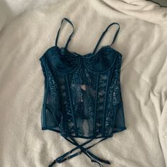 This Corset Piece Is A Size Medium. It’s Lace Teal Color And 100% Polyester. Has Never Been Worn And Still Has Its Tags Attached As Well. Victoria Secret Corset, Vintage Corset, Seductive Clothes, Teal Color, Teal Colors, Corset Top, Dressmaking, Victoria Secret, Women's Intimates