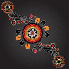 an artistic design with circles and dots on a black background, suitable to use as a wallpaper