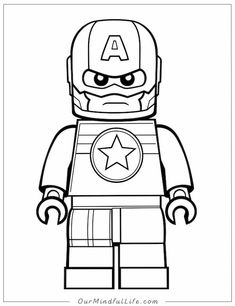 the lego character captain america coloring pages for kids to print out and color with their own name