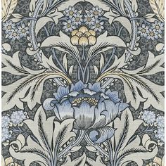 an intricately designed wallpaper with flowers and leaves