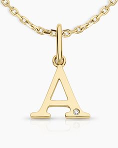 Personalize your layer with the Diamond Vintage Alphabet Charm Necklace. Crafted from 14k solid gold, this unique layer features a timeless alphabet charm on a solid gold chain - we love wearing ours with more solid gold chains for a fully layered look. Diamond Vintage Alphabet Charm Necklace in 14k Solid Gold, Women's by gorjana 14k Yellow Gold Initial Necklace With Charms, 14k Gold Yellow Monogram Charm Necklace, 14k Gold Monogram Charm Necklace In Yellow Gold, 14k Yellow Gold Monogram Charm Necklace, Fine Jewelry Yellow Gold Charm Necklaces With Initials, Vintage Alphabet, Earrings Stacking, Alphabet Charm, Alphabet Necklace